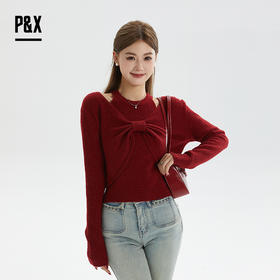 P&X设计师女装秋季甜美气质时尚毛衣两件套上衣 824315284 红色