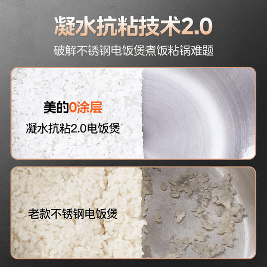 美的电饭煲 0涂层316L不锈钢3-4-5-8个人 大火力家用智能IH一级能效无涂层电饭锅【门店同款】CFB4065S 商品图3