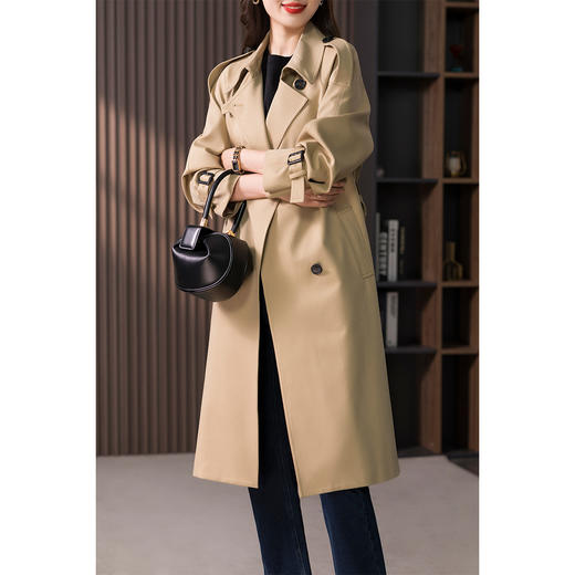 89443原形英伦风气质大衣女2024秋季新款系带收腰中长款风衣外套高级感 商品图1