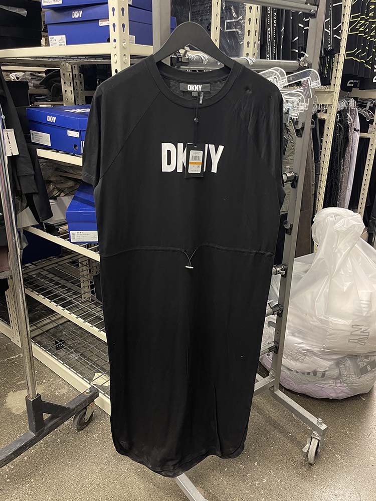 DKNY/唐可娜儿 女士棉莫代尔混纺微标印花抽绳圆领插肩短袖连衣裙