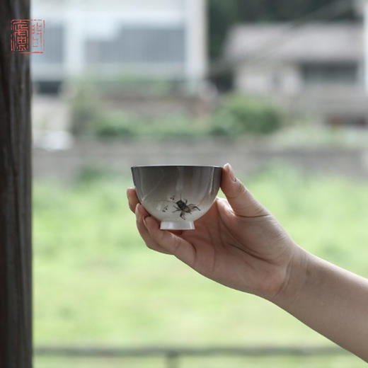 问庐柴烧手绘虫草 茶杯（缺货） 商品图1