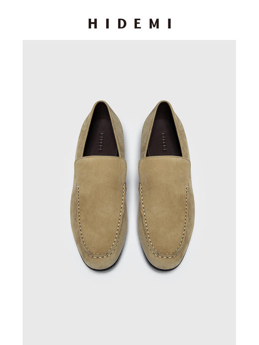 HIDEMI经典款极简进口麂皮乐福平底鞋 复古蓝/勃艮第红/华夫卡其米 商品图7