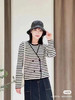 83-1 排他性独家圆正 法式优雅 16针超细棉 条纹针织薄外套 商品缩略图5
