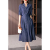 87437-1原形高级感V领连衣裙女2024春夏季新款韩版中长款高腰显瘦衬衫裙 商品缩略图2
