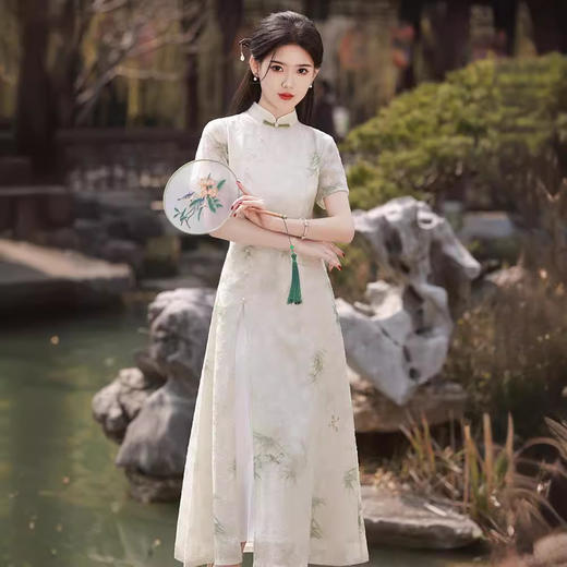印花提花，改良素雅旗袍GR5124 商品图1