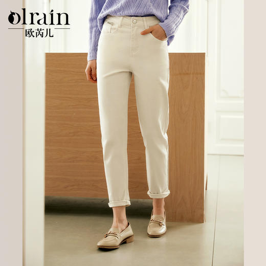 OLrain欧芮儿直筒牛仔裤女秋季2024年新款收腰显瘦通勤百搭裤子 商品图0