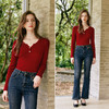 
OLrain欧芮儿法式红色薄款针织衫女早秋2024新款修身套头打底上衣 商品缩略图1