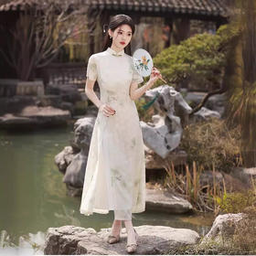 印花提花，改良素雅旗袍GR5124