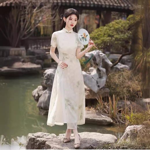 印花提花，改良素雅旗袍GR5124 商品图0