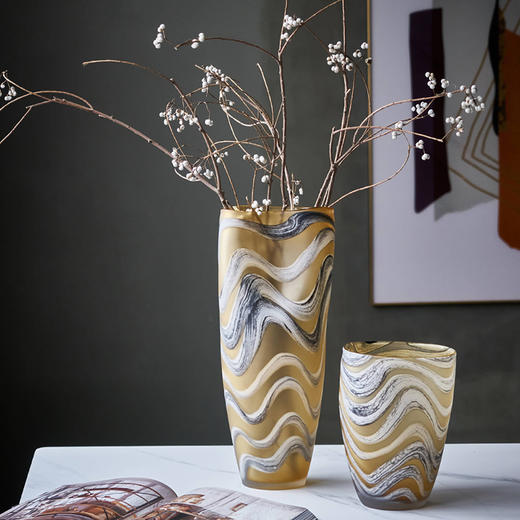 简约轻奢手工大口打沙花瓶客厅玄关软装设计样板房水培家居摆件 商品图1