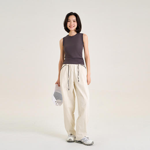 [肌理] 一体胸垫圆领无袖背心上衣 背部全包裹 商品图12