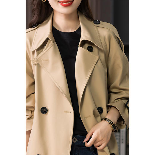 89443原形英伦风气质大衣女2024秋季新款系带收腰中长款风衣外套高级感 商品图3