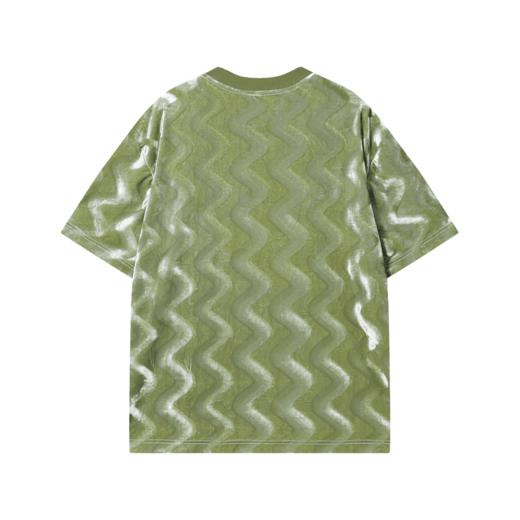 T1562夏季新款时尚绒面条纹设计男士短袖宽松小众休闲上衣百搭潮流T恤 商品图2