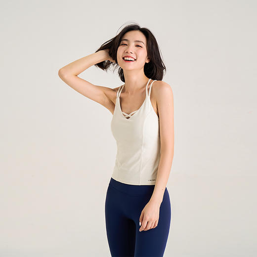 【裸感】一体杯胸垫美背背心 胸前交叉带 防走光 绞花带美背 瑜伽健身上衣 商品图8