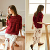 OLrain欧芮儿法式酒红色毛衣女秋季2024年新款复古宽松简约上衣 商品缩略图1