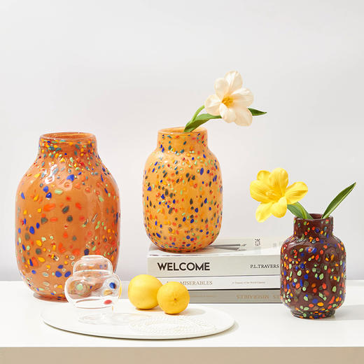 磁粉彩色碎花点玻璃花瓶摆件工艺品鲜花花器 商品图10