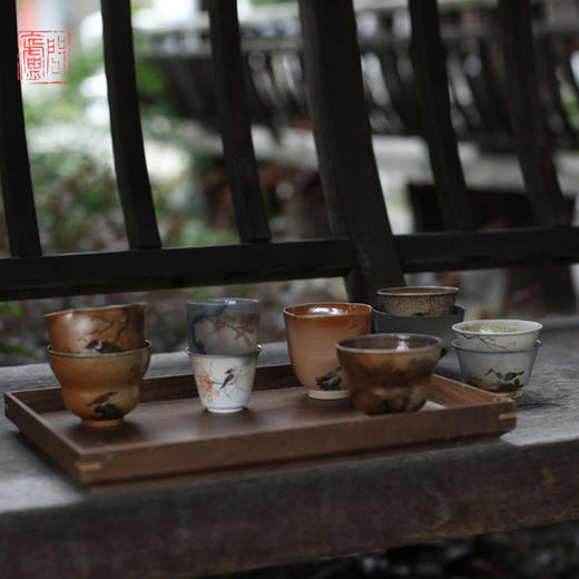 问庐柴烧手绘野鸭 手绘鱼草 茶杯（缺货） 商品图4