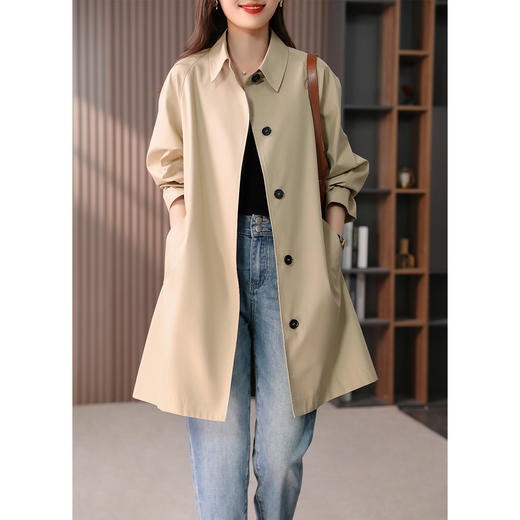 89378原形系带收腰风衣外套女2024秋季新款韩版中长款小个子显瘦上衣 商品图0