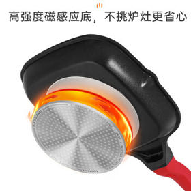 炊大皇平底锅煎锅麦饭石色条棱纹不粘锅牛排扒盘24cm电磁炉通用J24E