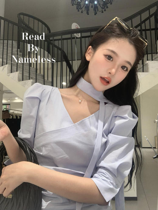 Read Nameless /韩国欧尼蓝衬衫+复古深蓝牛仔喇叭裤 商品图0