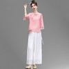 中国风时尚天丝麻套装，宽松阔腿裤新中式两件套HR-MY8867 商品缩略图0