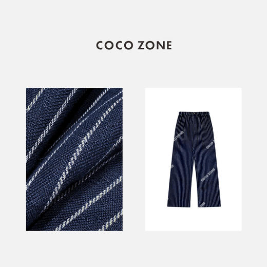 COCO ZONE 复古竖条纹直筒垂感休闲裤百搭阔腿长裤CC2B0446 商品图2