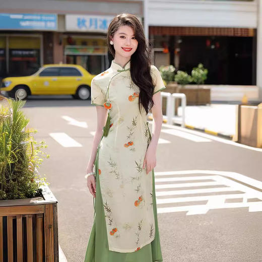 奥黛改良旗袍小个子夏季日常苎麻面料GR24135 商品图2