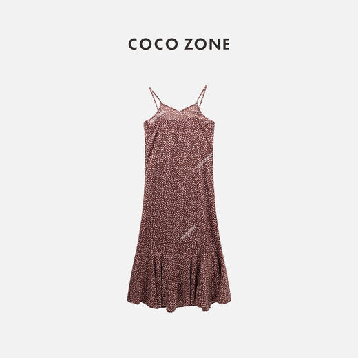 COCO ZONE 时尚复古吊带连衣裙中长款显瘦收腰长裙CC1B1139 商品图1