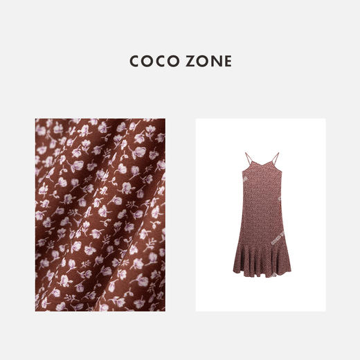COCO ZONE 时尚复古吊带连衣裙中长款显瘦收腰长裙CC1B1139 商品图2