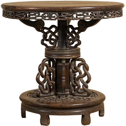 清 红木透雕绳纹百灵台 商品图5