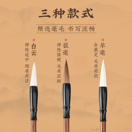 毛笔 狼毫 白云 羊毫 大楷中楷小楷 3支装 学生纯毛书法练习工笔 国画书文房四宝全套初学者套装 商品图3