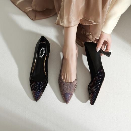 【预售5天】尖头法式浅口水钻，细跟女鞋网红拼色小皮鞋HYT&A7306 商品图4