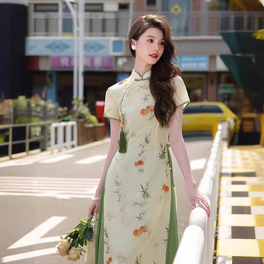 奥黛改良旗袍小个子夏季日常苎麻面料GR24135 商品图3