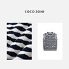 COCO ZONE 撞色圆领背心毛针织衫时尚条纹无袖毛衣CC1A0465 商品缩略图2