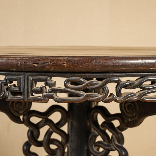 清 红木透雕绳纹百灵台 商品图1