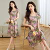 时尚优雅中长款，雪纺印花连衣裙QYM-TB-FD1906-Y 商品缩略图3