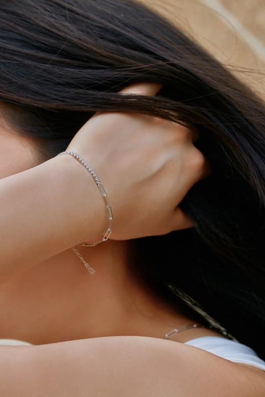 星星闪耀系列手链 s925银 白色圆锆网球链双拼 商品图4