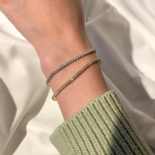 s925纯银百搭小众白色圆锆手链 商品图8