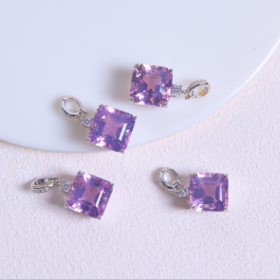 玉美人菲菲/S925紫水晶吊坠方块约12*12mm/多样性发一