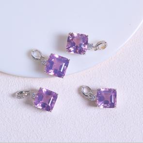 玉美人菲菲/S925紫水晶吊坠方块约12*12mm/多样性发一 商品图0