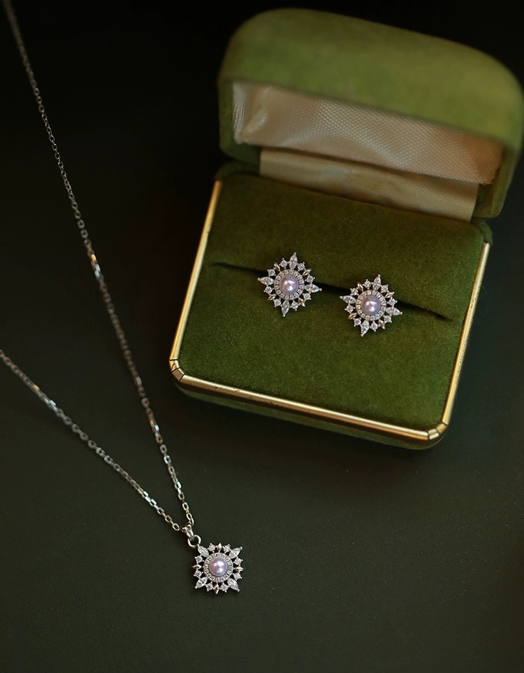 7DAYS芒星珍珠套装耳钉项链