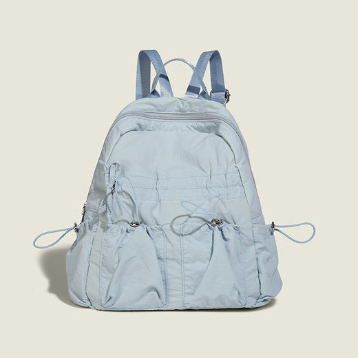 【时尚文艺抽绳设计，舒适轻便~】韩国轻便尼龙双肩包 日系文艺抽绳学生书包 休闲运动旅行背包 采用高质量尼龙材质制作，轻便柔软，防水防护-QQ 商品图0