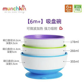 满趣健（Munchkin）强力吸盘碗麦肯齐儿童防摔婴儿辅食碗宝宝餐具