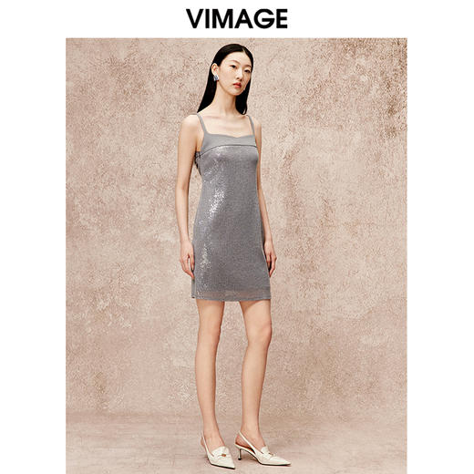 VIMAGE纬漫纪时尚露背时尚洋气吊带修身显瘦礼服连衣裙秋新款V2277805 商品图1
