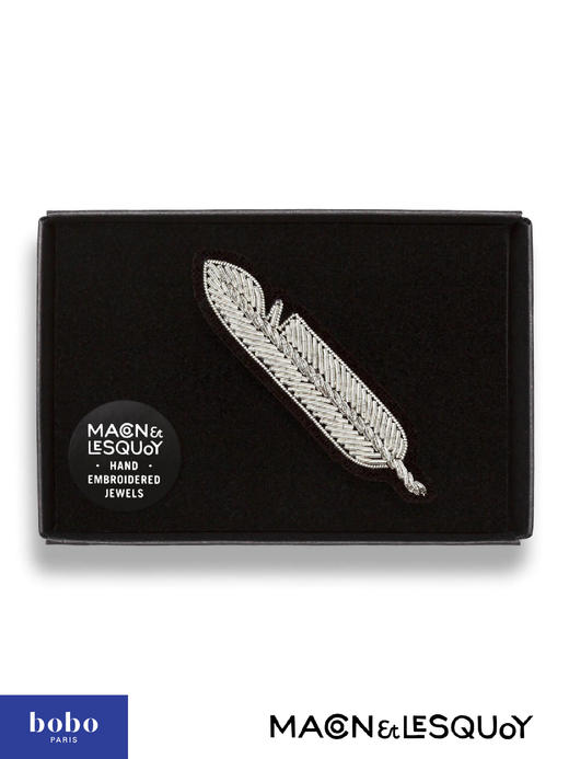 Macon&Lesquoy 银色羽毛 自然系列 上新法国原创设计M&L刺绣手工饰品胸针 商品图1