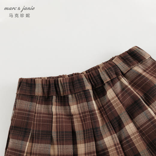 马克珍妮女童复古学院格子百褶短裙半身裙儿童裙子秋装新款241272 商品图4
