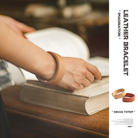 马登女装 复古植鞣真皮手镯皮环高桥老花开口半镯手环配饰品情侣