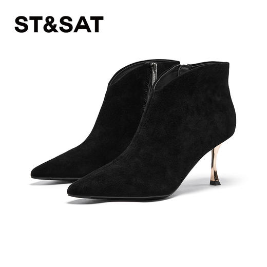 星期六质感绒面尖头V口显瘦细高跟SSC4116092 商品图4