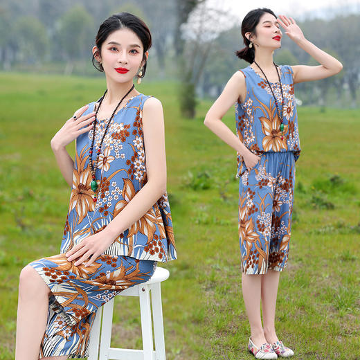 棉绸套装妈妈装，加肥大码中老年家居服两件套HS 商品图1