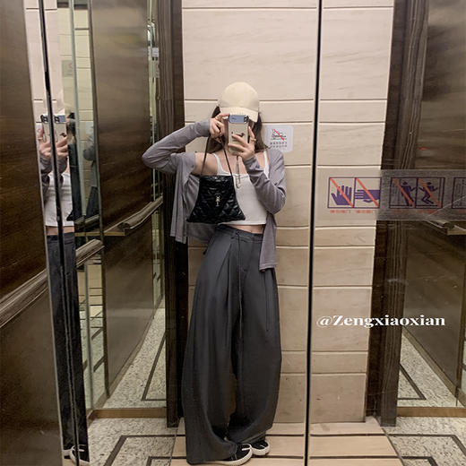 <曾小咸推荐>【大长腿养成记】灰色西装阔腿裤 商品图2